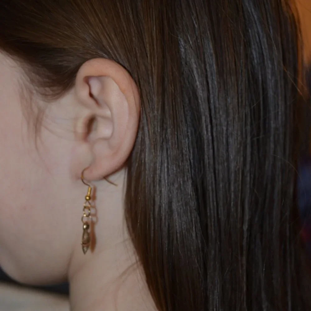 Handmade Plated Gold Hanging Earrings Sea Star (1.5')